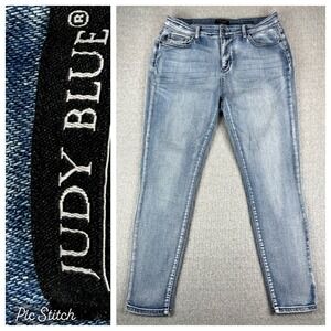 Judy Blue Skinny Fit Jeans Women 15/32X28 high-rise Blue light wash Distressed